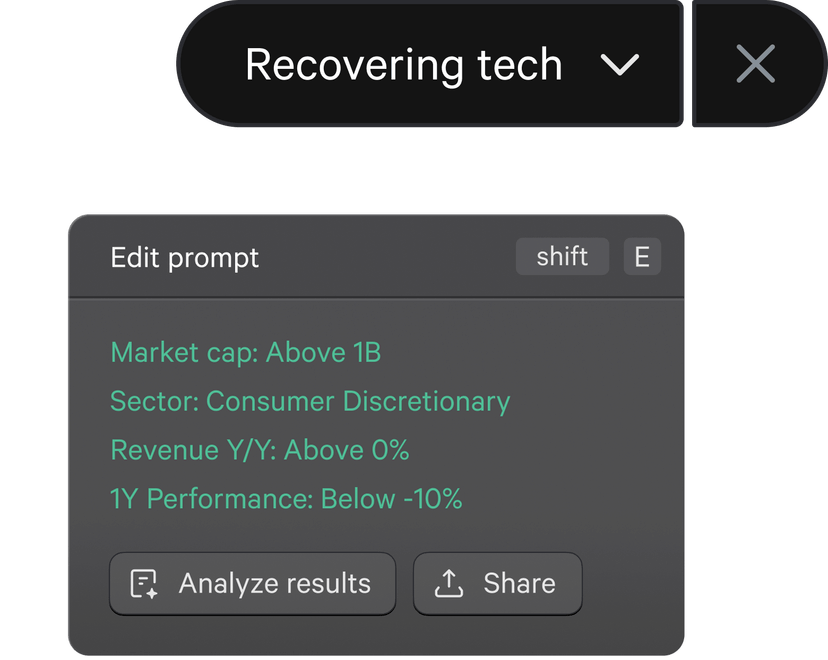 Fey Finder interface showing adjustable filters for stock screening.