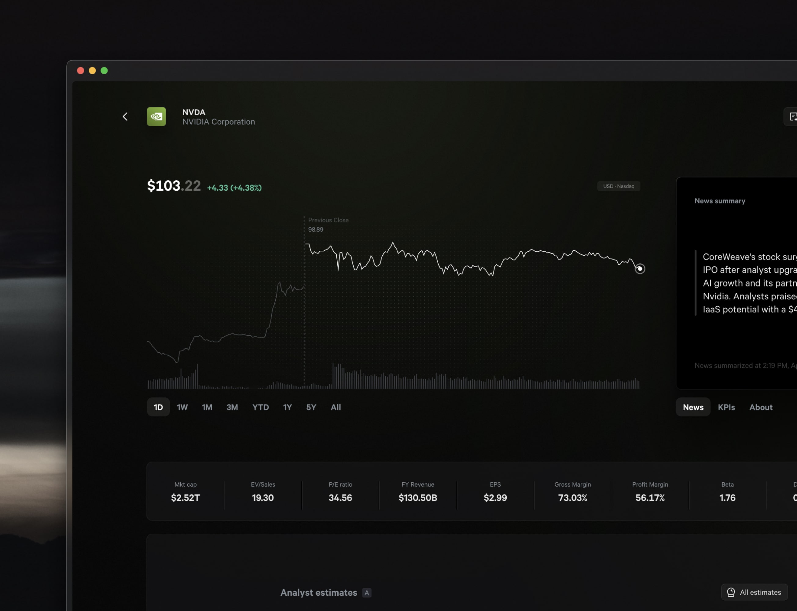Beautiful Stock and ETF pages