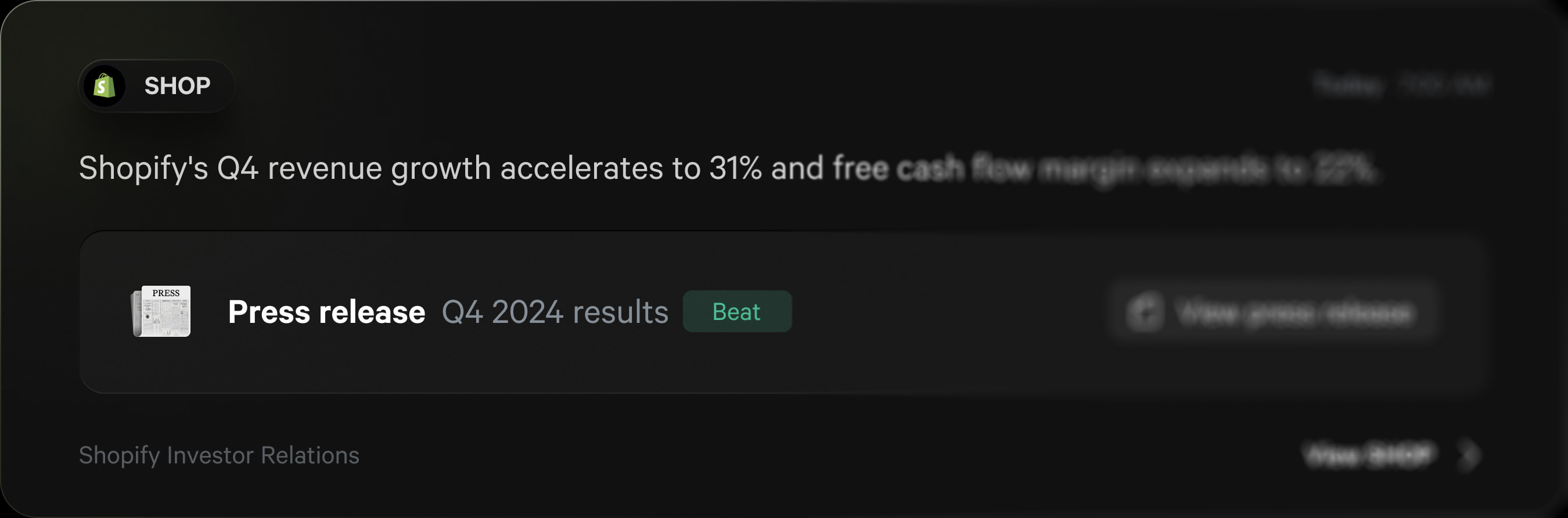 Earnings feed card